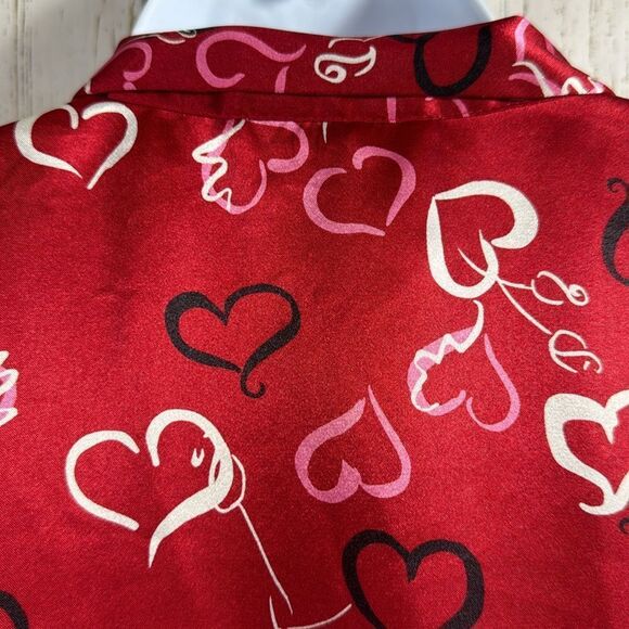 Morgan Taylor Intimates Womens Robe Red Hearts Belted Satin Lounge Sleepwear - Picture 10 of 16